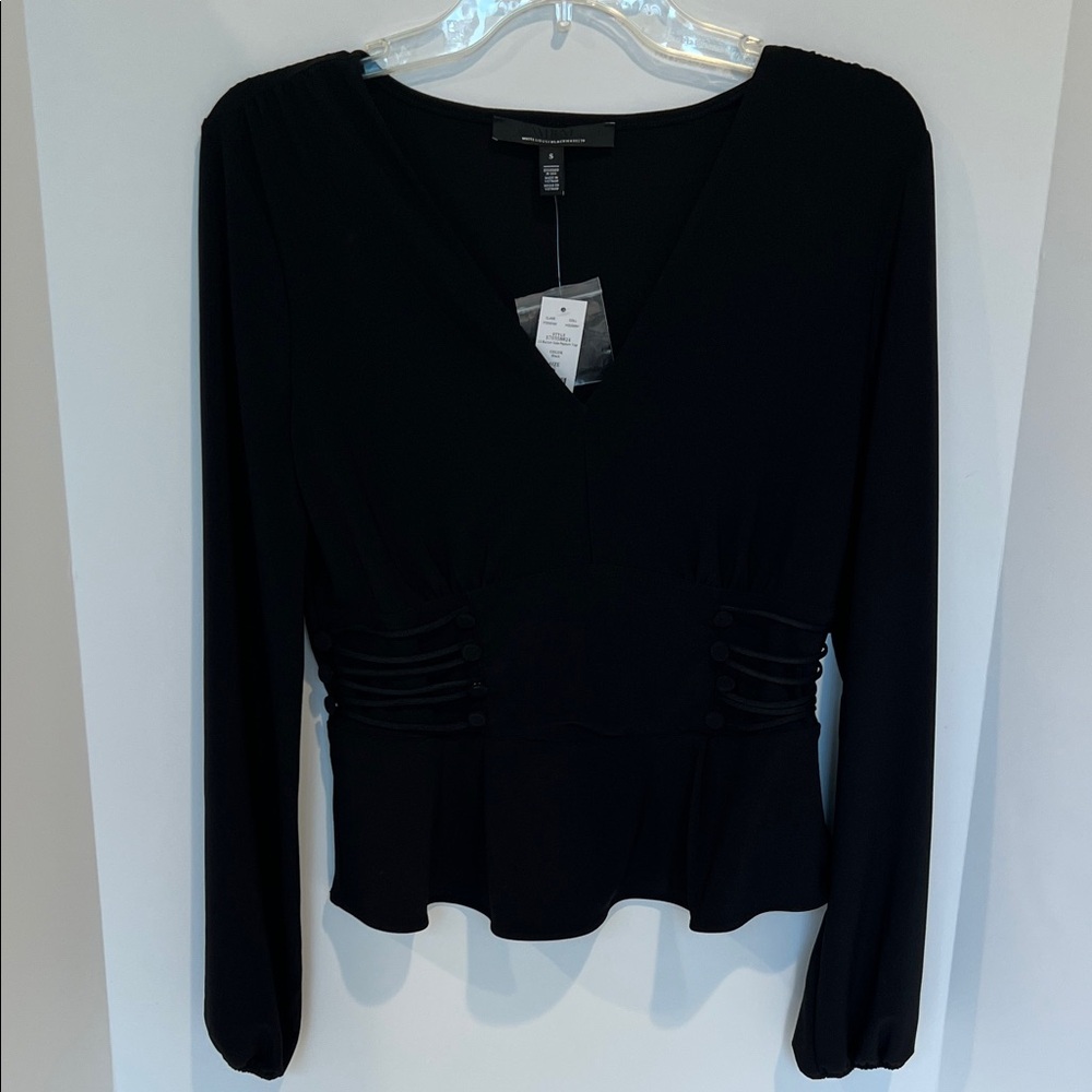 White House Black Market Black Peplum Blouse